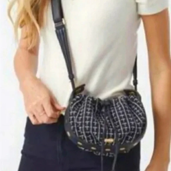 HAMMITT Cooper Small Midnight Trellis/Brushed Gold Crossbody Shoulder Bag - Picture 2 of 11